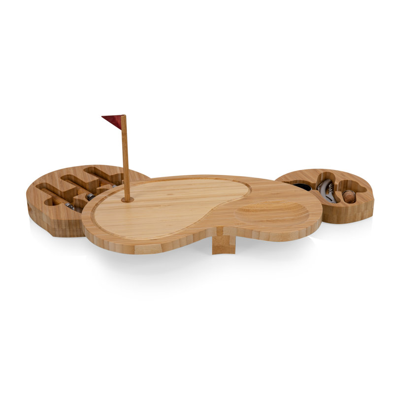 Bamboo Golf-Themed Cheese Board and Tool Set, 8 Piece