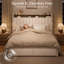 Cadre de lit Francille, taille standard, capitonné, orné de rivets, 2 tiroirs sous le lit, tête de lit à 2 niveaux avec poches latérales, sommier non requis-62740752-63201803