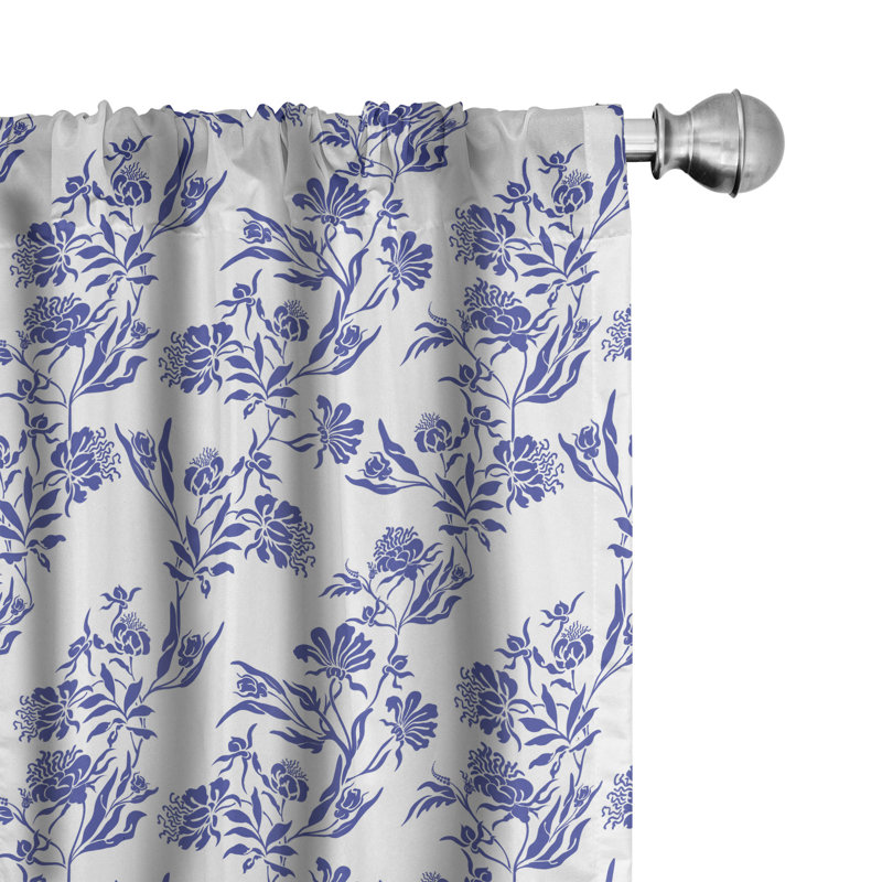 Floral Semi-Sheer Rod Pocket Curtain Panels, 28" x 95"