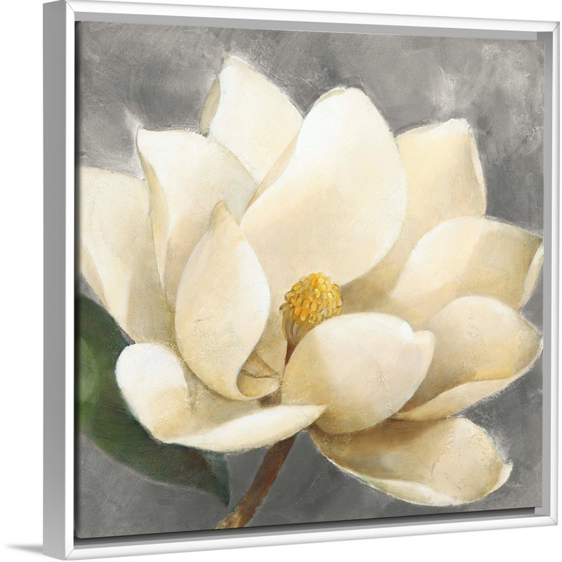 Art mural sur toile Magnolia Blossom, H 20 po x l 20 po x P 1,25 po, Cadre blanc