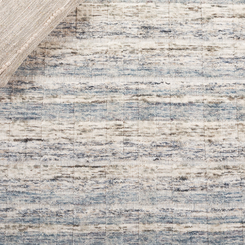 Tapis gris clair / bleu sarcelle Maurie 501, Rectangle de 5 pi x 8 pi