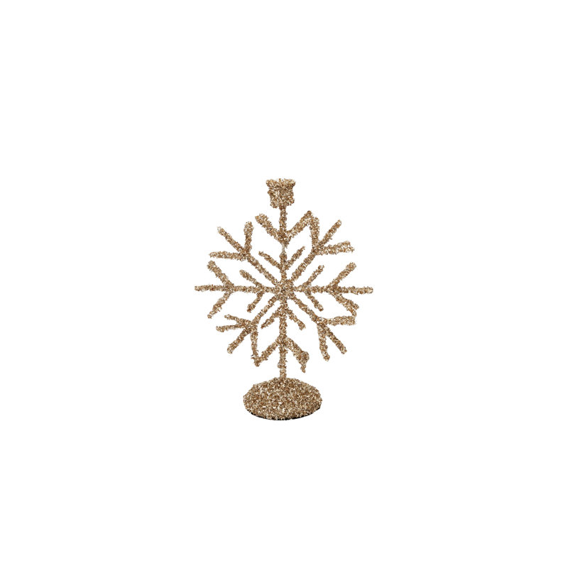 Champagne Glitter Iron Snowflake Taper Holder