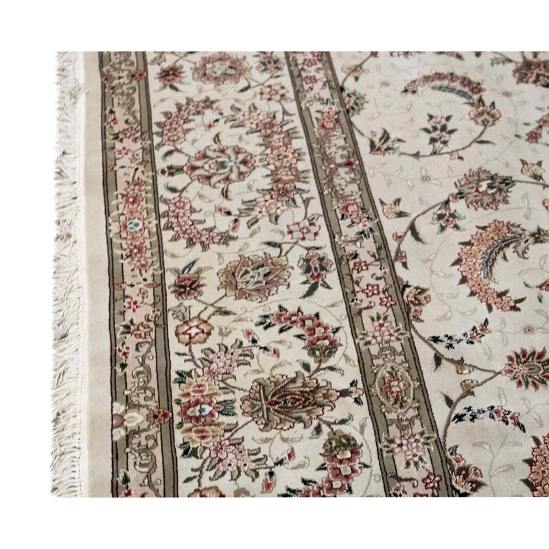 Tapis brun / ivoire de haute qualité noué à la main