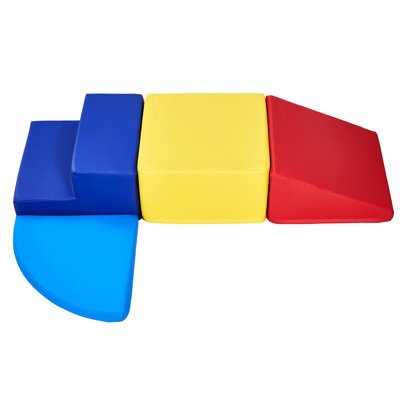 Mousse grimpante 4 pièces - Éducative, colorée, douce, mousse haute densité, développement coordonné, glissade, bleu, profondeur de 22,14 po, largeur de 11,66 po, hauteur de 15,57 po, blocs de 12,35 lb