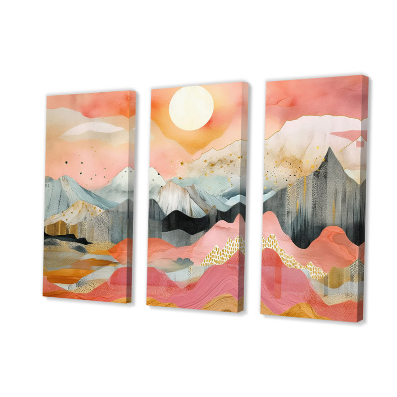 Vibrant Mountain Landscape III, impression sur toile 3 pièces, H 32 po x l 48 po x P 1 po