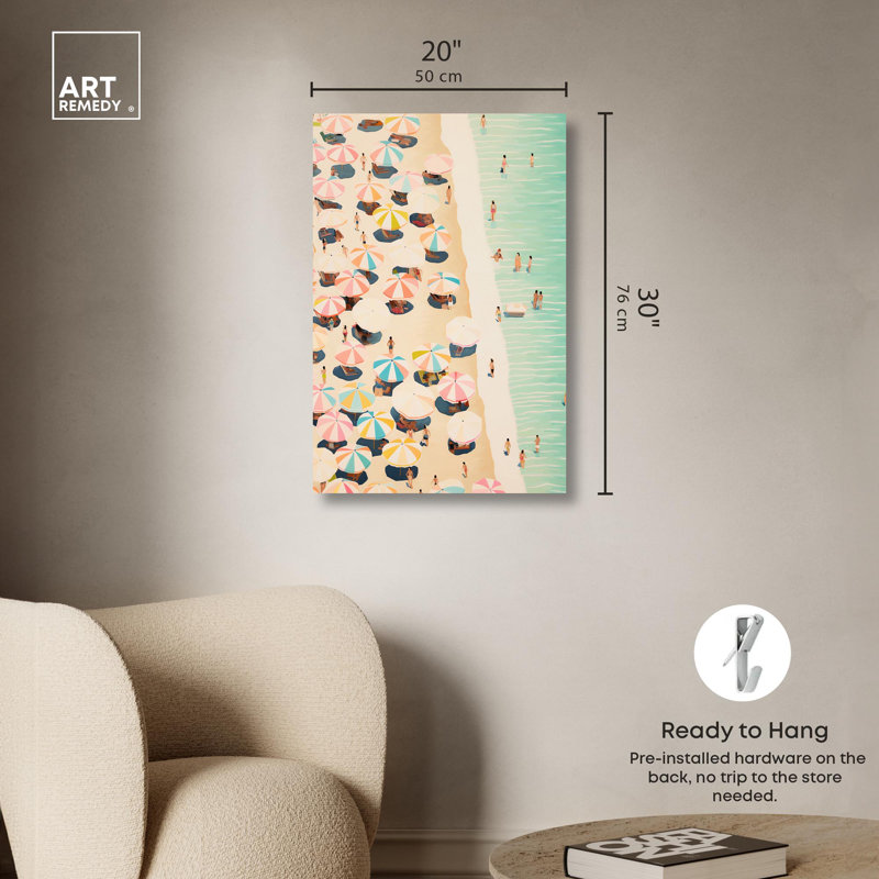 Beach Coastline Fun Canvas Wall Art, 30" x 20"