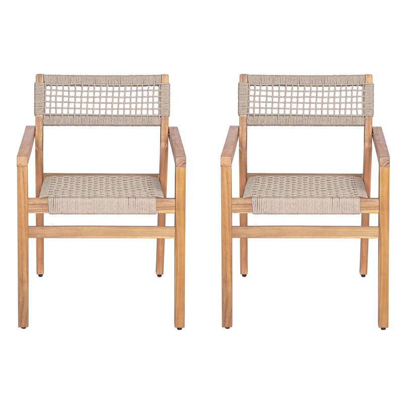 Chaises de salle à manger Shepard, Teck / corde beige