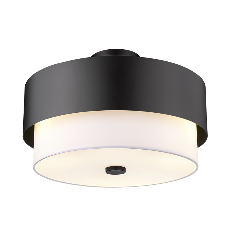Plafonnier semi-encastré en tissu Ayaniah, Noir mat