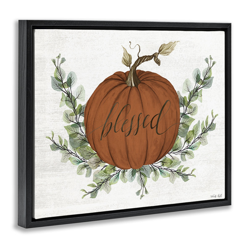 «Orange Blessed Pumpkin» par Cindy Jacobs, Cadre flottant noir de jais, H 17 po x l 21 po