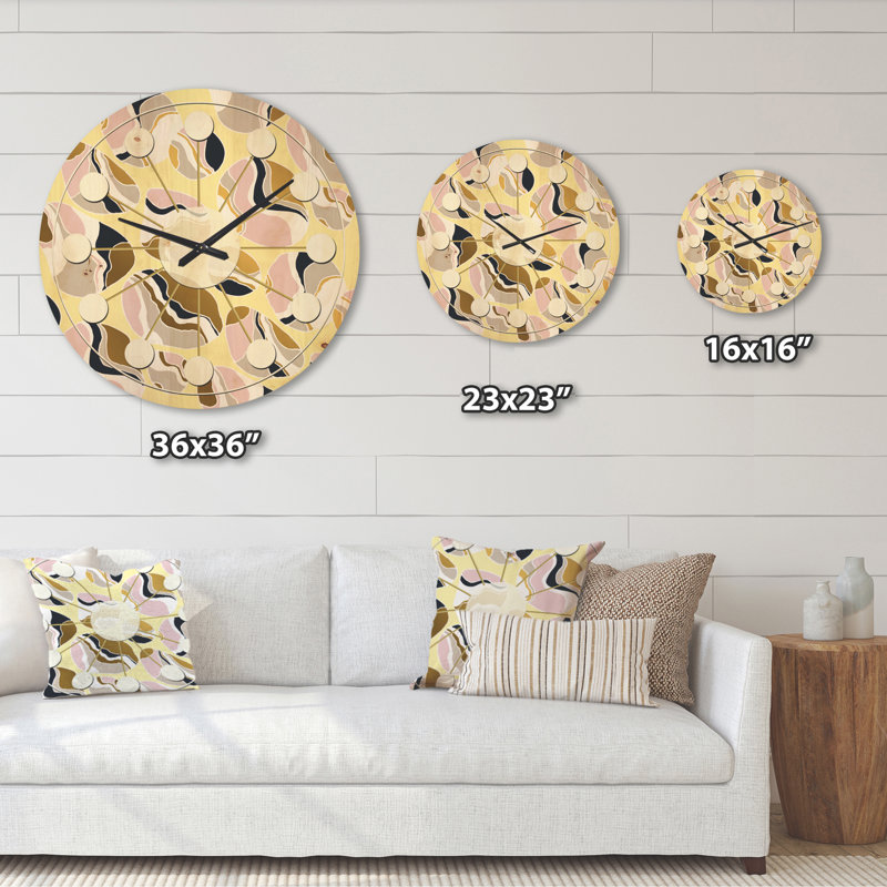 Horloge murale en bois doré Golden River Stones, Grand