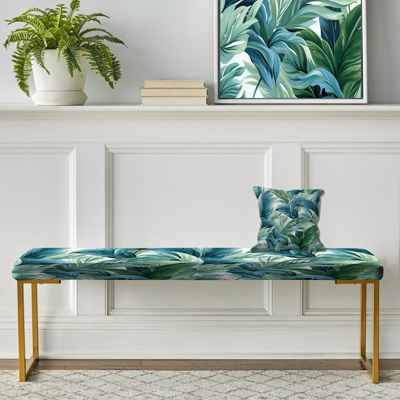 Banc tropical rembourré or, Azure Breeze Tropical Pattern