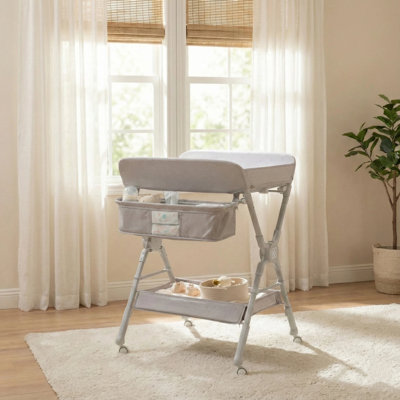 Portable Folding Baby Changing Table with Wheels and Waterproof Surface