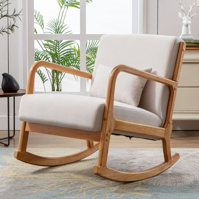 Fauteuil oscillant à bascule Gatlen, Mélange de lin beige
