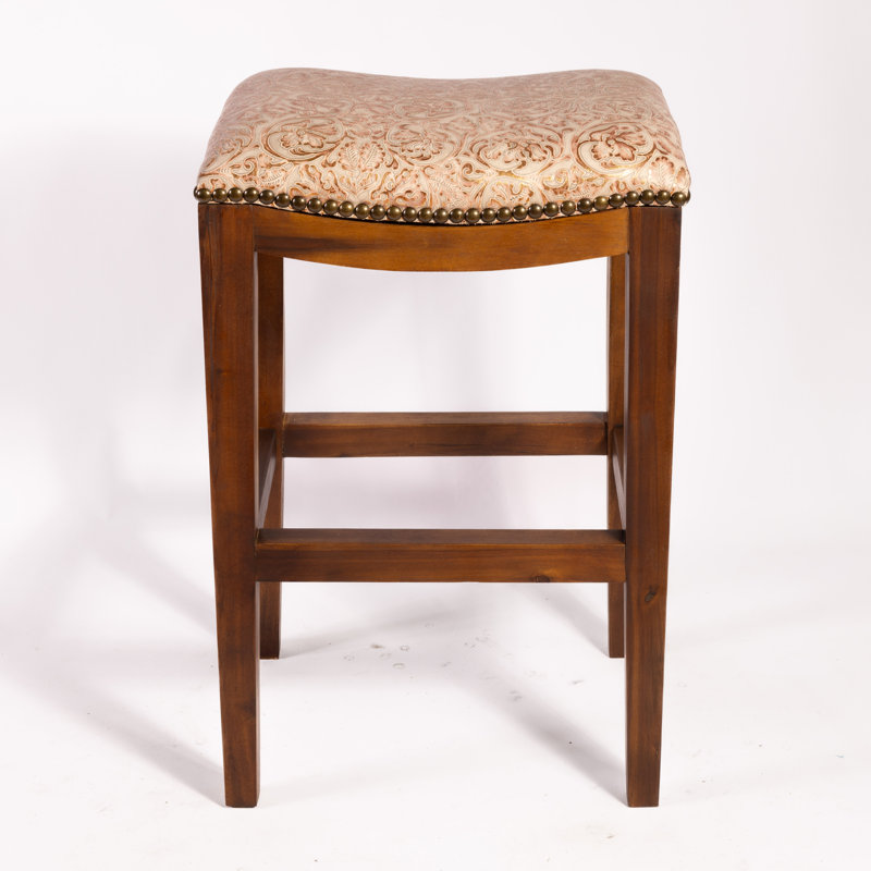 Genson Bar Stool, Counter Stool (26" Seat Height), Saddle Cowboy Ivory