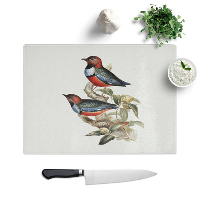 Glass Macklot's Pitta Birds by Elizabeth Gould Chopping Board