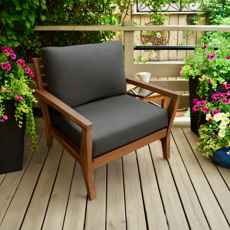 Eddie Bauer Sunbrella® Fabric 1-Piece Outdoor Louge Chair Cushion, 23"W x 27"L, Cast Slate , Cast Slate Sunbrella® Plainweave