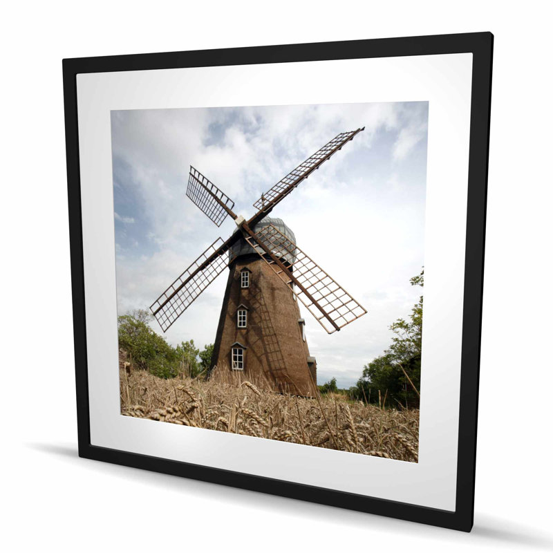 Moulin à vent - Reproduction matte encadrée pour le décor du salon, H 36 po x l 36 po, Noir