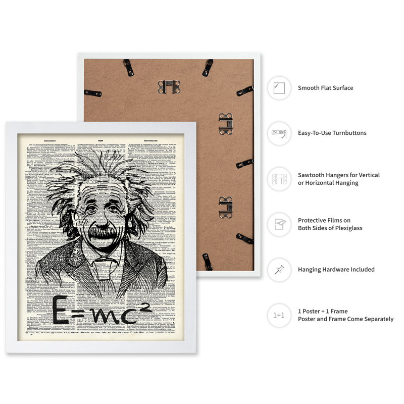 Albert Einstein, Poster, White Framed, 16"H x 20"W