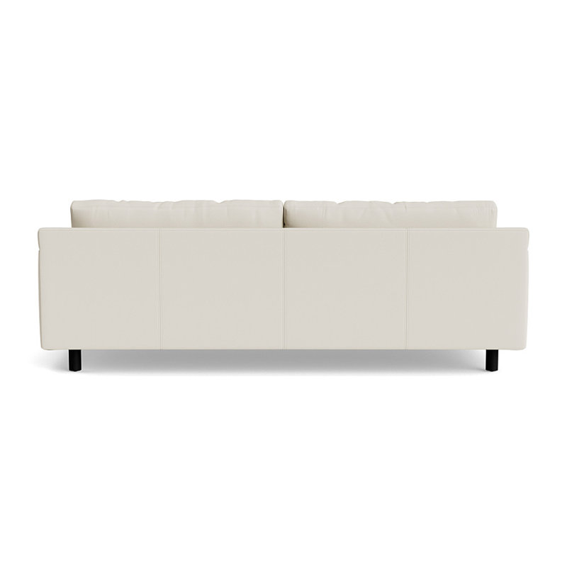 Canapé en cuir Hunter No Welt 100 avec fini en bois, H 32 po x l 100 po x P 39 po, Black, Cuir performance Greenwich - crème