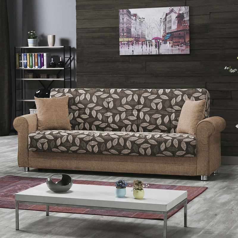 Hikmet Rio Grande Fabric Upholstery Sofa Sleeper Bed With Storage, Beige