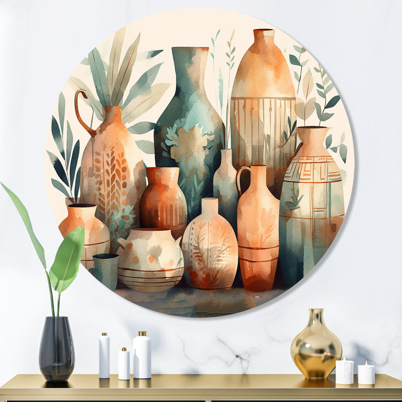 Vase en céramique orange et vert Soulful I, H 36 po x l 36 po x P 1 po