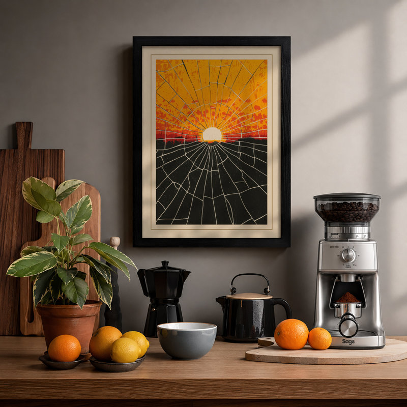 Sun Rising Geometric - Print, Black, A3 - 42.0 x 29.7 cm