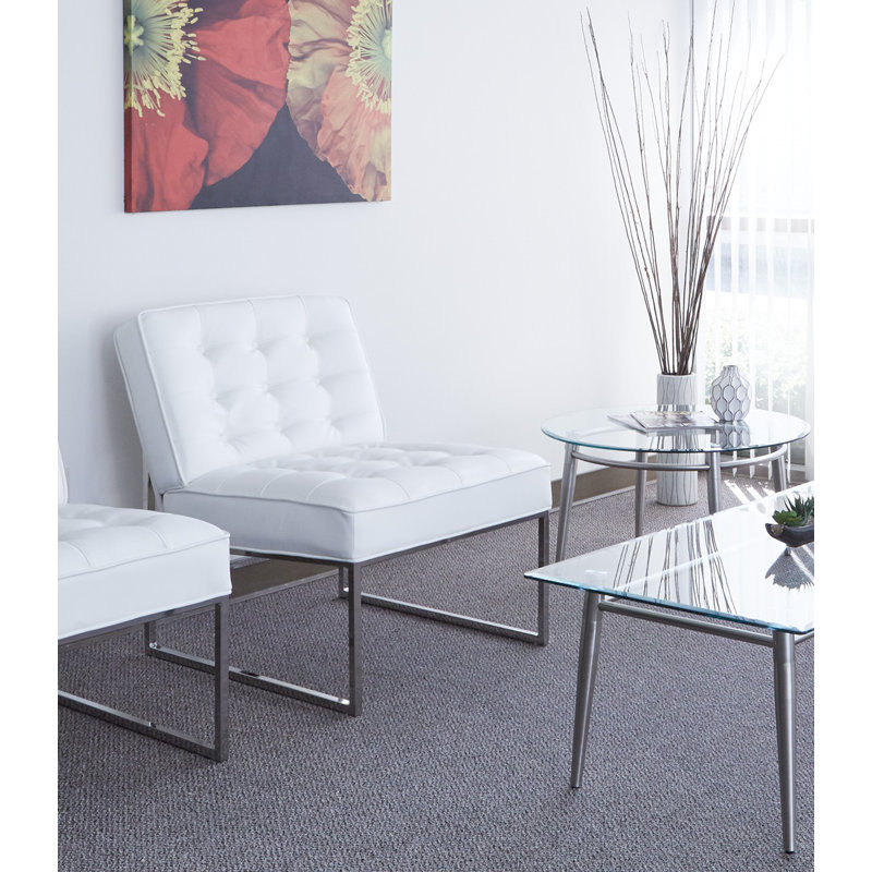 Fauteuil de chambre Aldgate, Simili cuir blanc