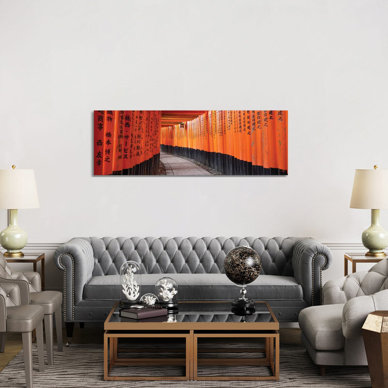Red Torii Gates At The Fushimi Inari Taisha Shrine, Kyoto, Japan by Jan Becke - Wrapped Canvas Panoramic Print