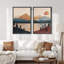 «Mid-Century Modern Brown Mountain Lake Landscape Decor», art mural, impression sur toile, 2 pièces-99016289-99016291