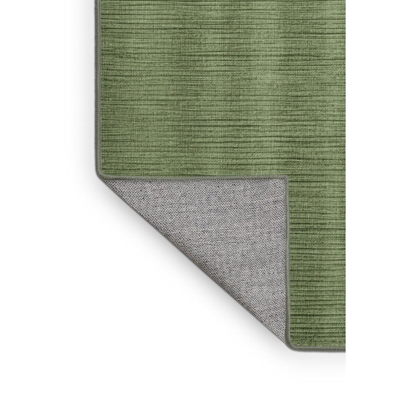Machine Washable Solid Green Area Rug, Square 4'