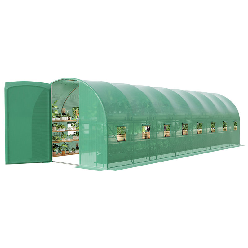 Serre à tunnel 28 po x 10 po x 7,5 pi avec portes et fenêtres en acier galvanisé robuste