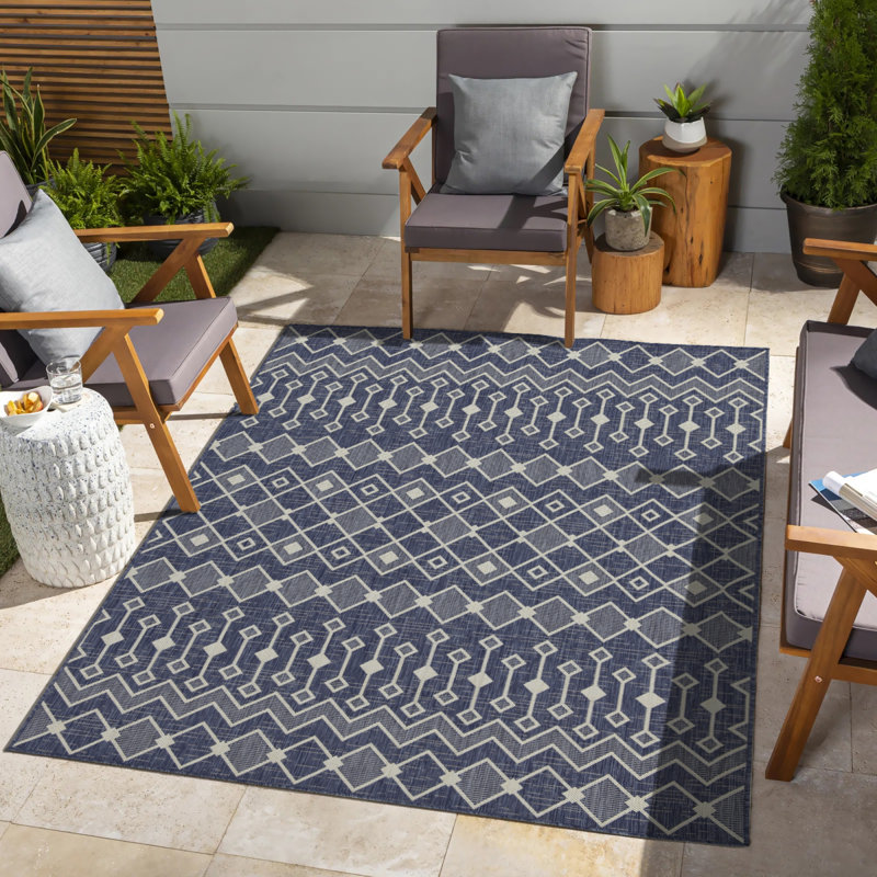 Tapis intérieur / extérieur durable en polypropylène tissé à plat - Design moderne et élégant pour les salons, les patios et plus encore
