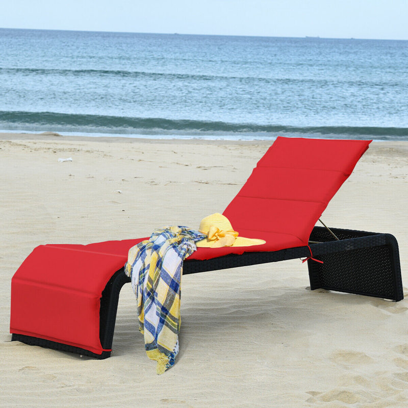 Chaise longue inclinable avec coussin Luciana, Rouge