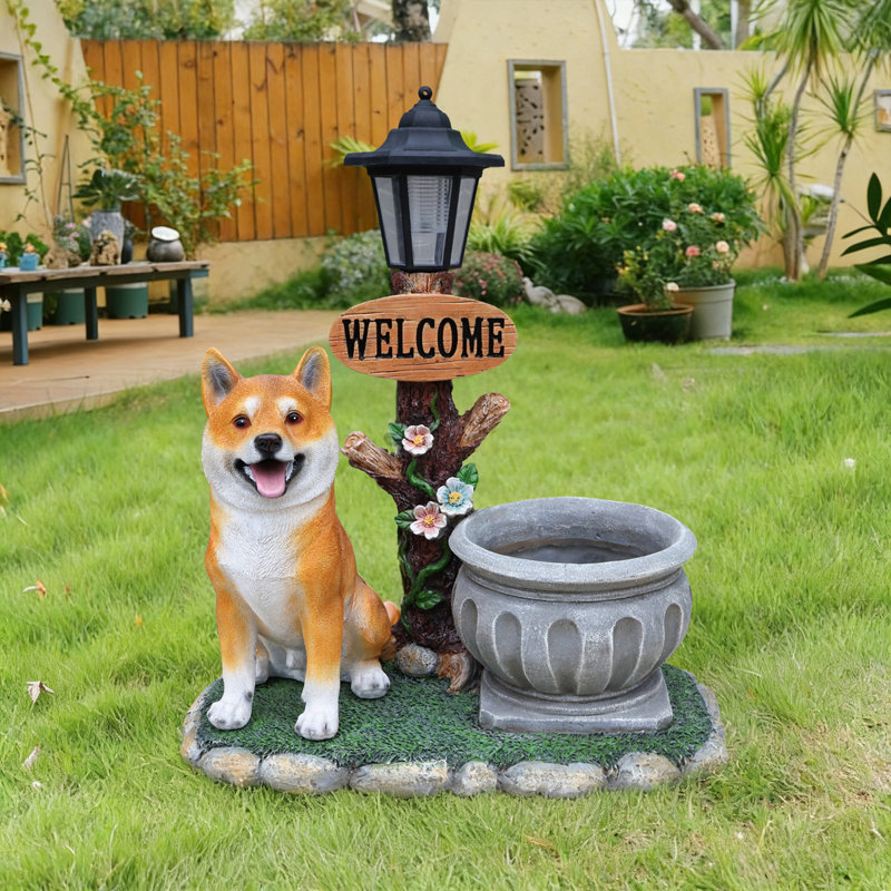 Décoration de jardin pour chien assis Akita