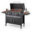 Large Charcoal Grill with Adjustable Charcoal Trays, Cast Iron Grates, Built-In Chimney & Foldable Side Tables