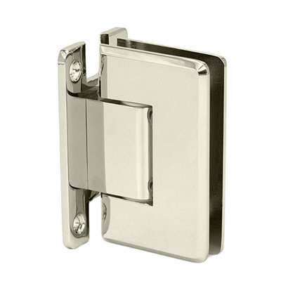 Charnière murale réglable Preston FHC Presa4PN, laiton avec plaque arrière en acier inoxydable, angle de 90 degrés, finition nickel poli