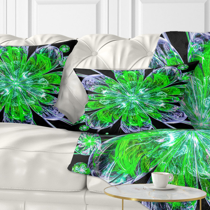 Coussin lombaire à fleurs fractales impeccable perfect, Vert / Mauve
