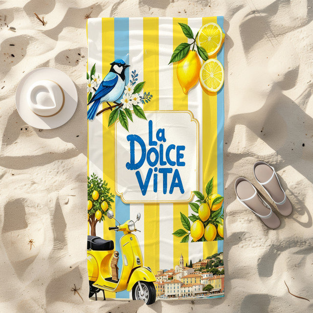  Serviette de plage légère en microfibre, absorbante sans décoloration, 30 po x 60 po, citron Italie, Citron d'Italie