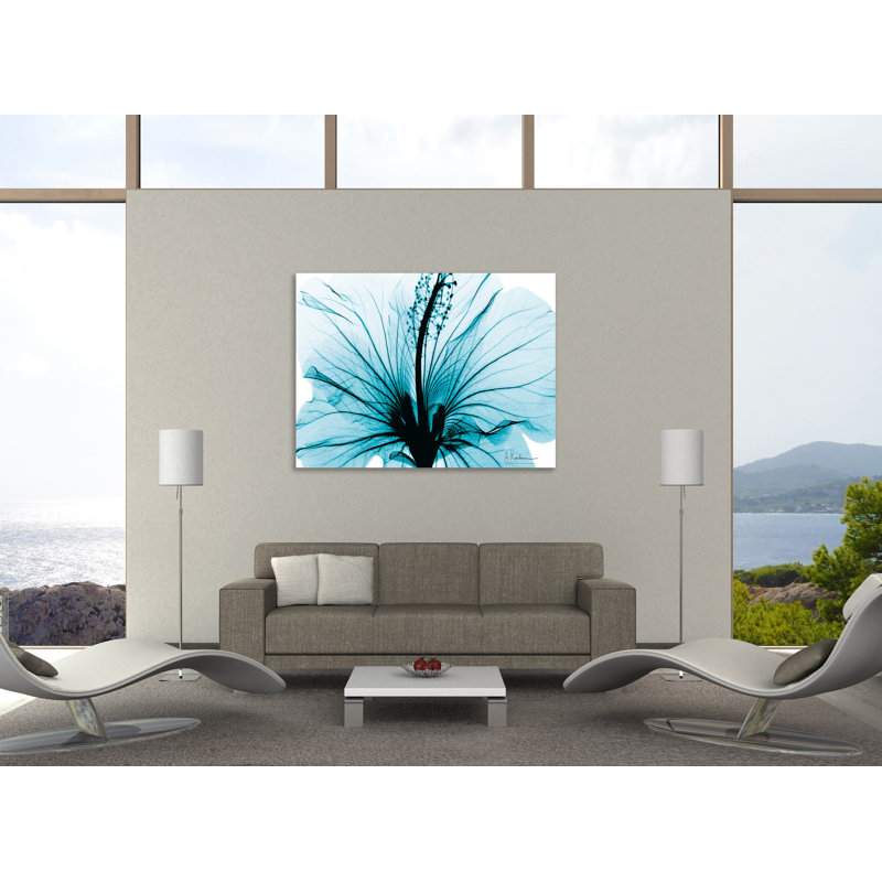 «Aqua Hibiscus», toile tendue par Albert Koetsier, H 30 po x l 40 po x P 1,5 po