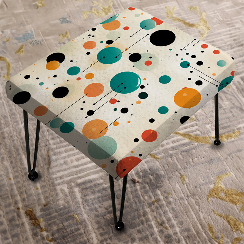 Blue And Black Fun Polka Dot Delights - Vintage Rectangle Ottoman