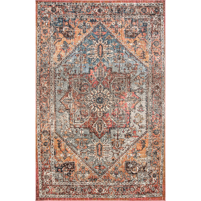 Tapis oriental orange / rouge Scottsville, Rectangle 5 pi 3 po x 7 pi 8 po