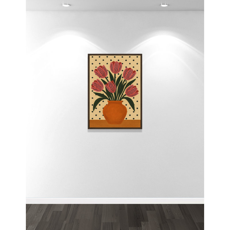 Imprimé de fleurs en pot par Barsrsind, L 25,5 po x H 35,5 po, Framed Print, Grain de bois noyer