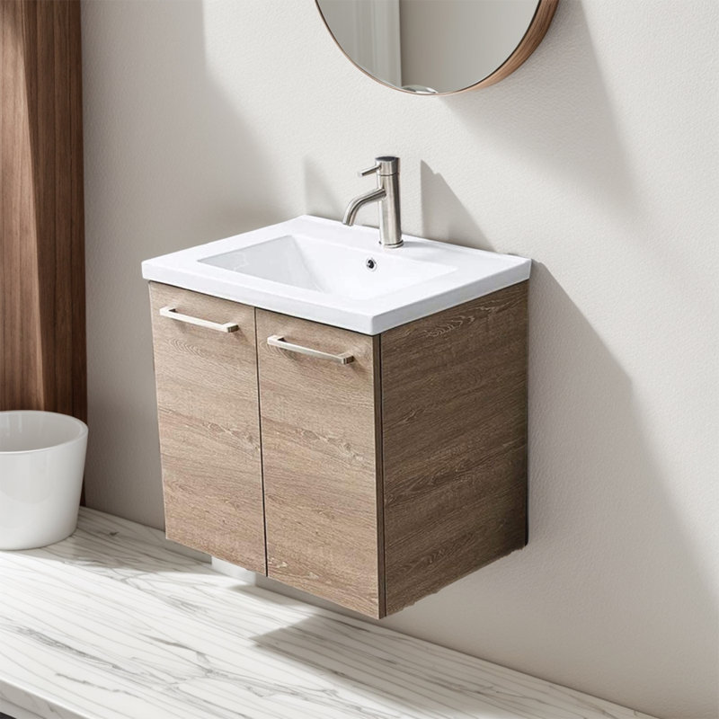 Meuble-lavabo mural simple 2 portes Kehaulani