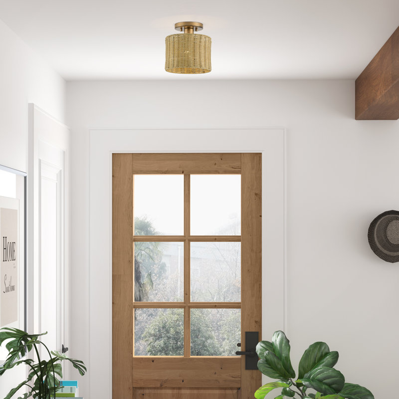 Petite lampe semi-encastrée 1 lumière Arsdale, Tanné, Doré