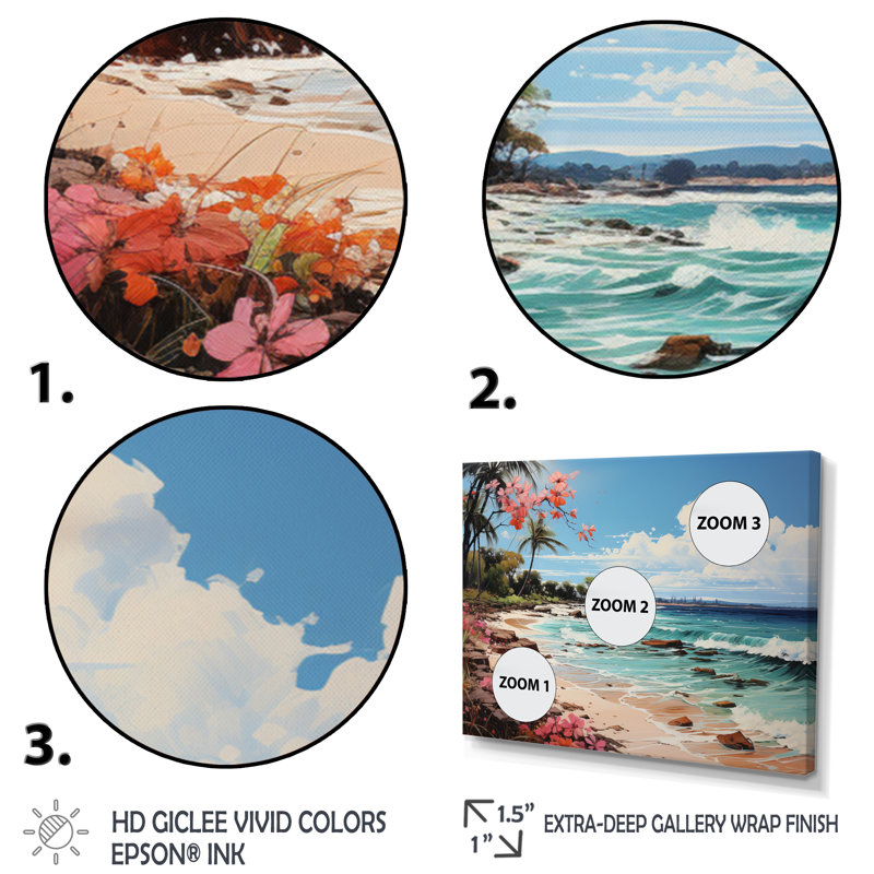 Beach Tropical Paradise Pointillism II - Nautical & Beach Canvas Prints, H 30 po x l 40 po x P 1,5 po