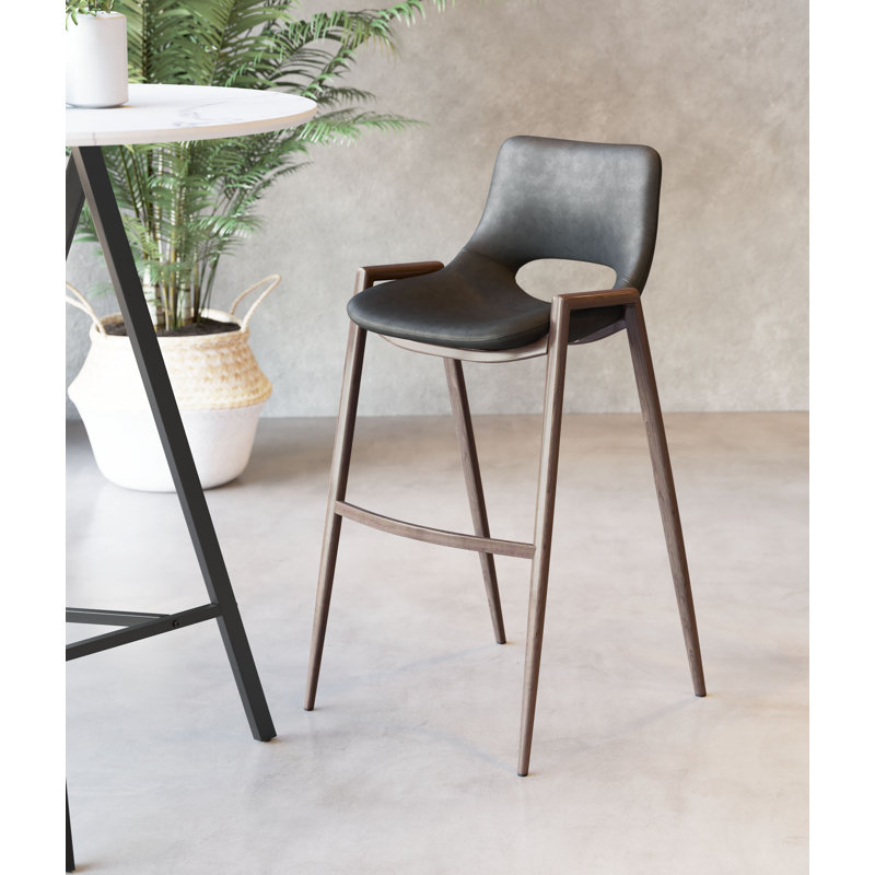 Upholstered Counter Stool, Black, Bar Stool (29.3” Seat Height)