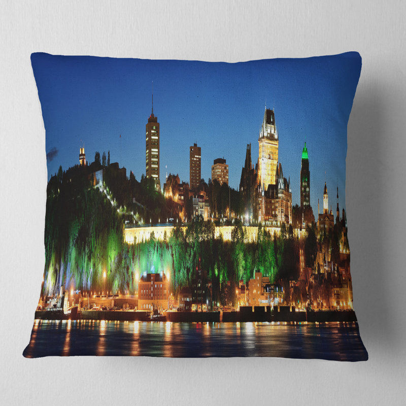 Coussin lombaire panoramique Cityscape City, 16 po x 16 po, Carré