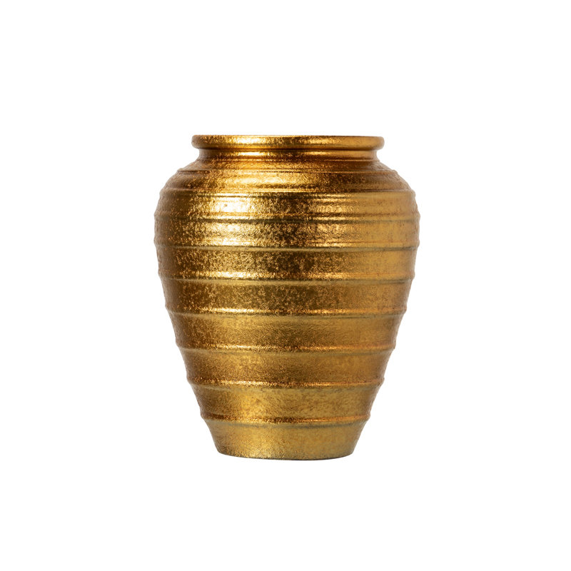 Ceramic / Porcelain Floor Vase, Gold, 43" H x 36" W x 36" D