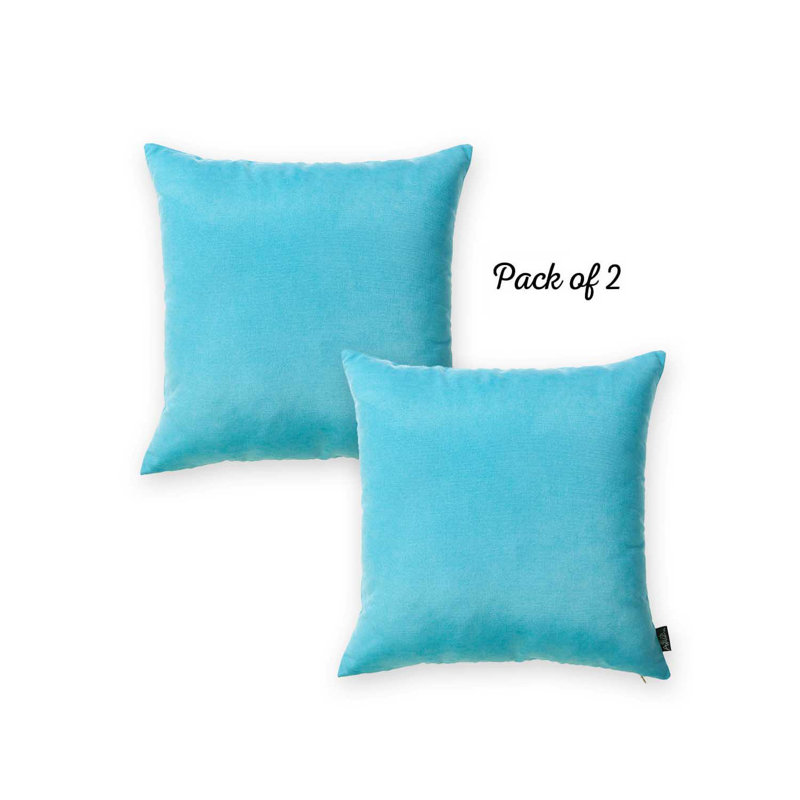 Sky Blue Polyester Square Pillow Covers, 22" x 22", Set of 2