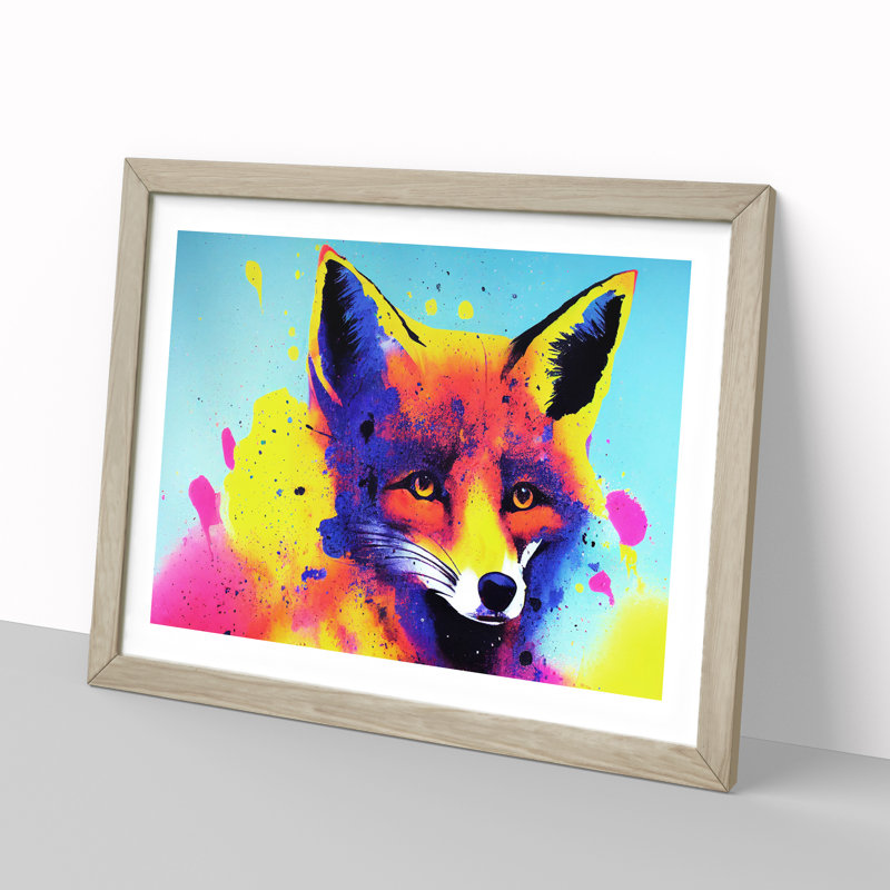 Fox Splashed Vol.2 Abstract - Single Picture Frame Print, 25cm H x 34cm W x 2cm D, Oak Framed